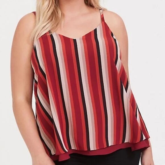 torrid Tops - Torrid 1X Chiffon Stripe Double Layer Swing Cami